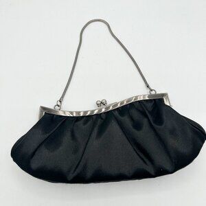 Vintage CACHE Black Satin Small EVENING BAG Kisslock Y2K Women's